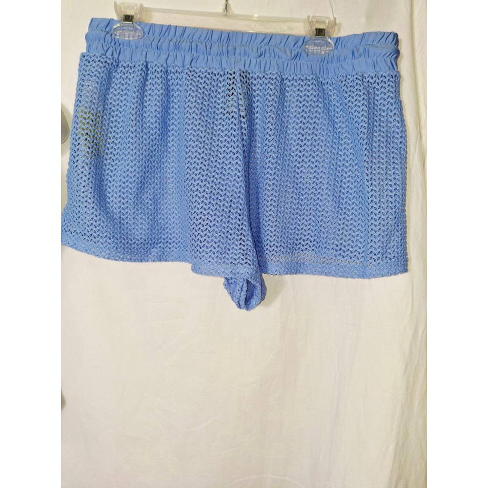 Catalina Blue Crochet One Piece Swimsuit with Shorts L 12-14 beach vacation - Picture 3 of 6
